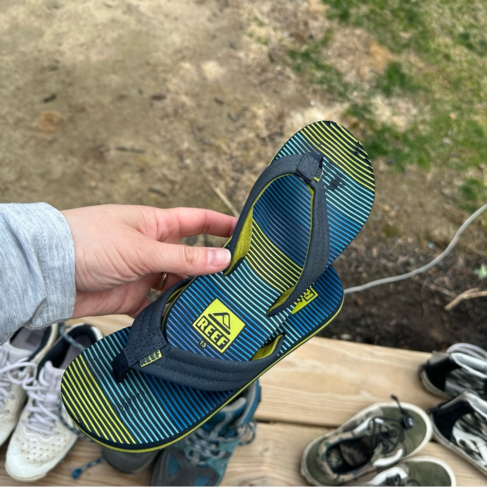 Reef Kids' Blue and Green Flip Flops
